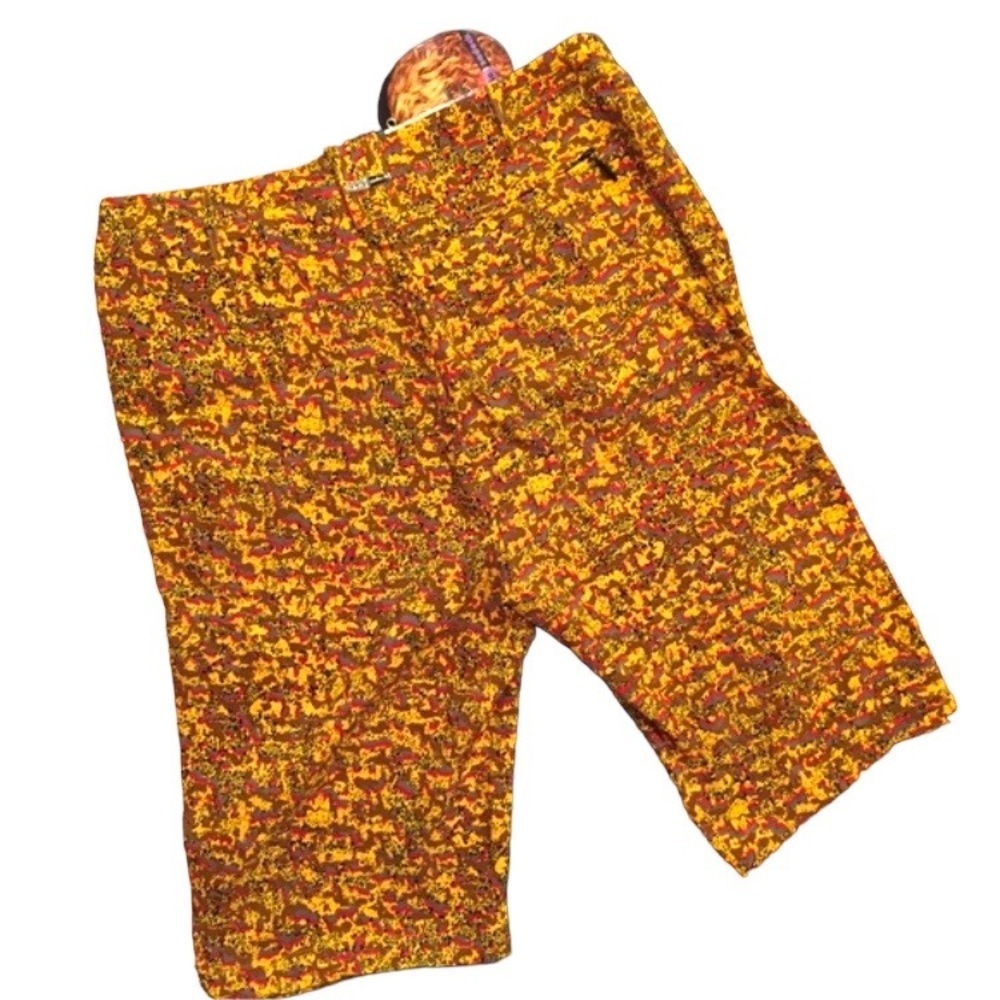 Jamie Sadock Golf Bermudas/Capri 12 Gold, Brown, Red Pattern NWT